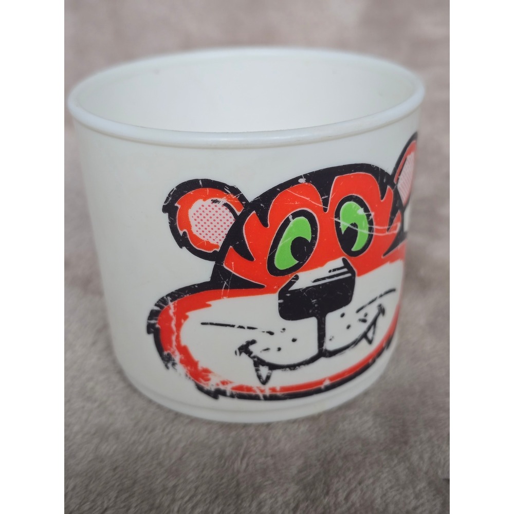 Vintage Whirley Industries Tiger Plastic Mug Red Double Handle Warren PA USA